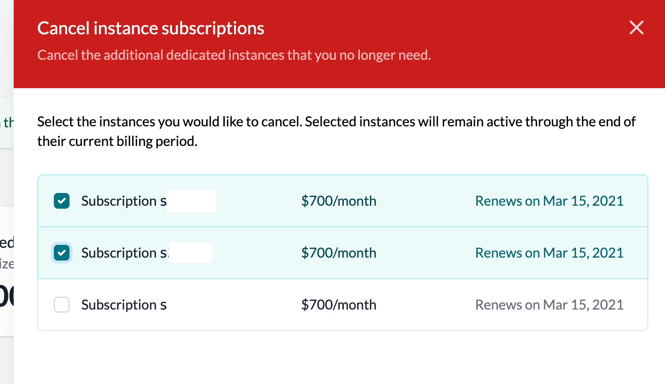 cancel additional instance modal