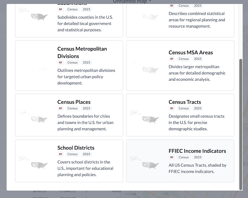 Screenshot of layer selection