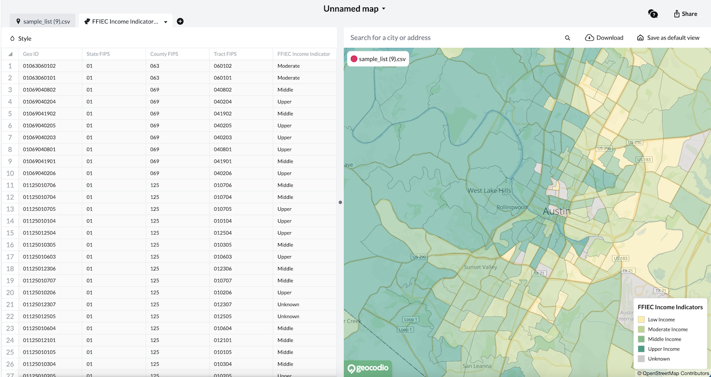 Screenshot of completed map with layer