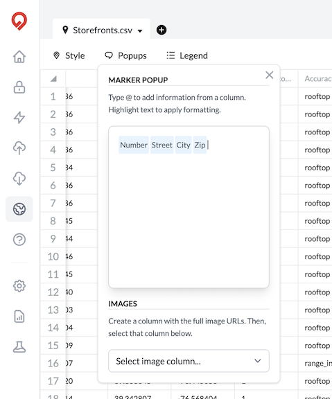 Screenshot of Popups Menu