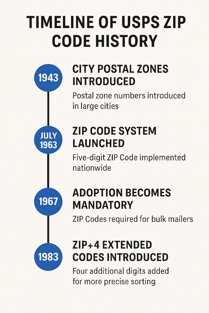 Timeline of ZIP code history
