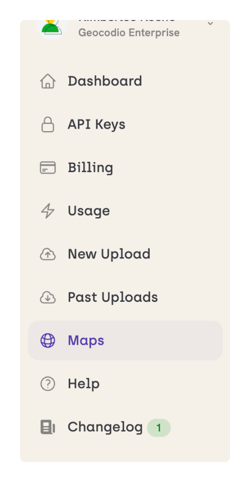 Screenshot of Menu - Maps option