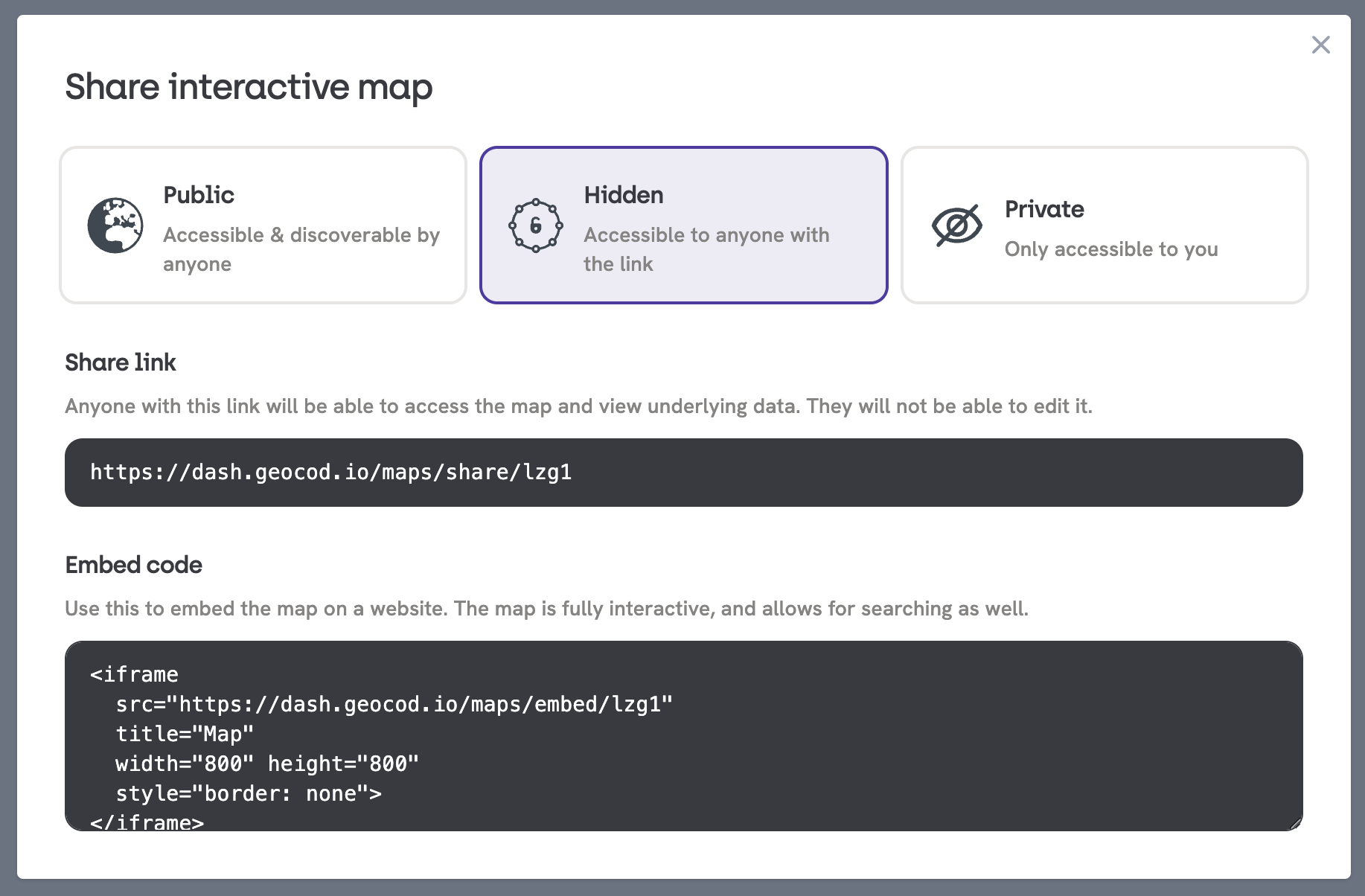 Screenshot of Embed Menu